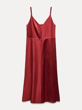 Zara Satin Slip Maxi Dress in Wine Red